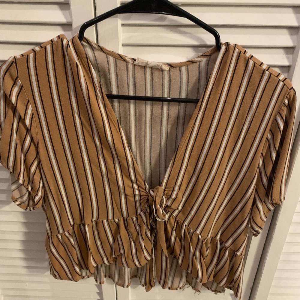 PACSUN STRIPED FRONT TIE SIZE: L